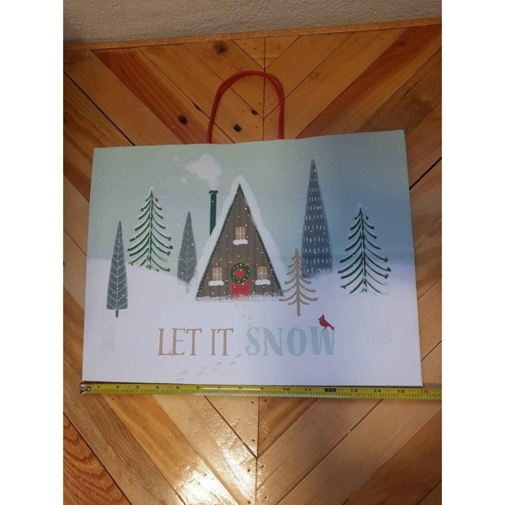 Case of (24) Extra-Large Let It Snow Cabin Gift Bag Light Blue - Wondershop